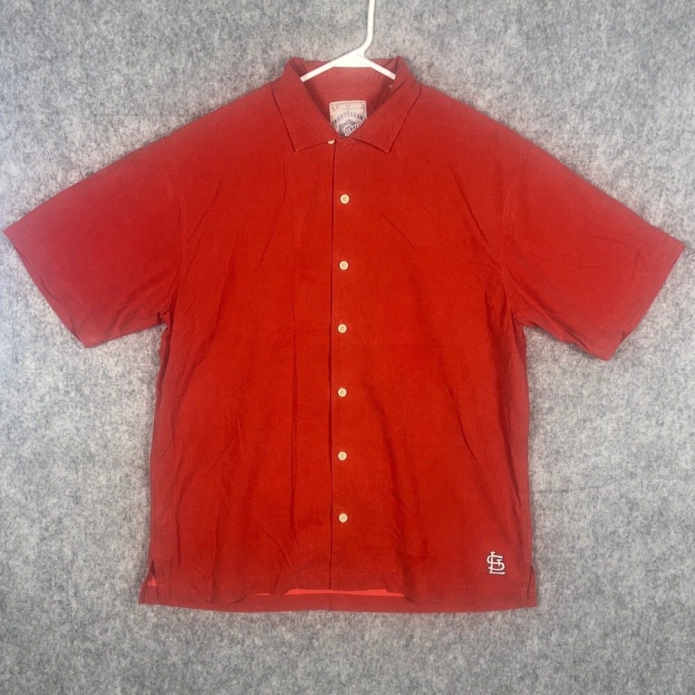 Tommy Bahama St Louis Cardinals MLB Baseball Silk Shirt Red Mens Large